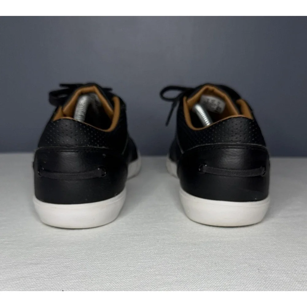 Lacoste Shoes Mens 9 Black Bayliss Vulc PRM Leather Boat Casual Sneakers Preppy